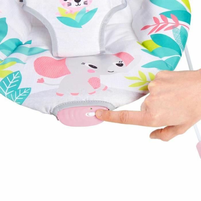 Bright Starts Hamaca Flamingo Vibes, ideal para Bebés Inquietos, con Suaves Vibraciones, Arnés de 3 Puntos y Juguetes Interactivos 1