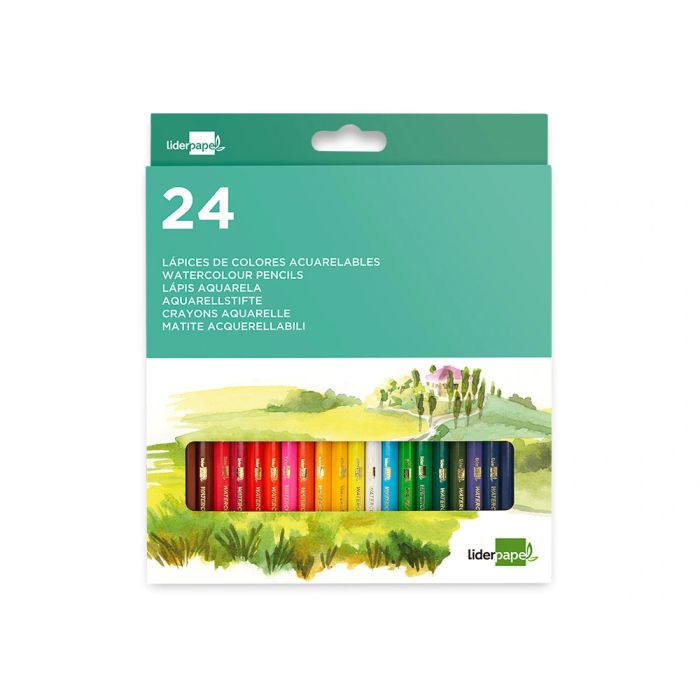 Liderpapel Lápices de Colores Acuarelables Caja 24 Unidades Colores Surtidos 1