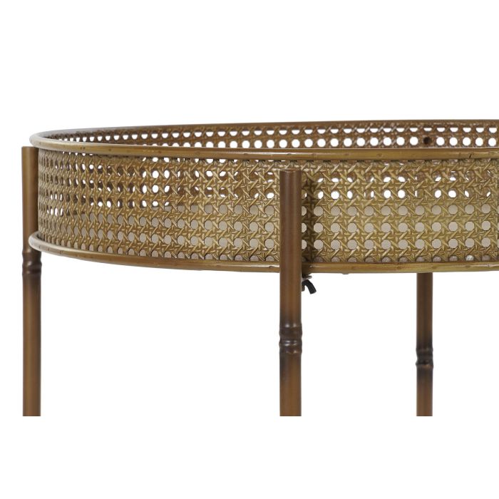 DKD Home Decor Mesita Auxiliar de Metal estilo Balines en Color Natural 59 cm Ancho x 59 cm Profundidad x 50 cm Alto 3