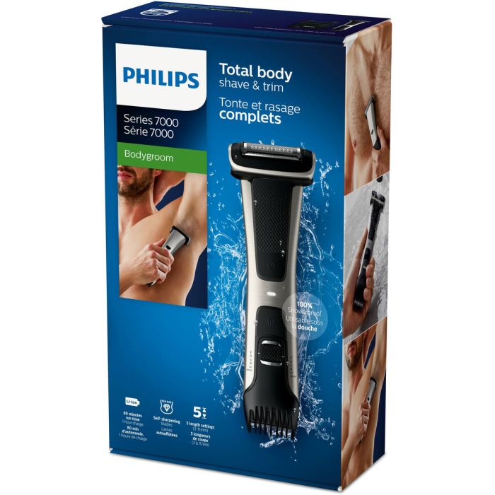 Cortapelos-Afeitadora Philips Afeitadora corporal apta para la ducha Negro 6