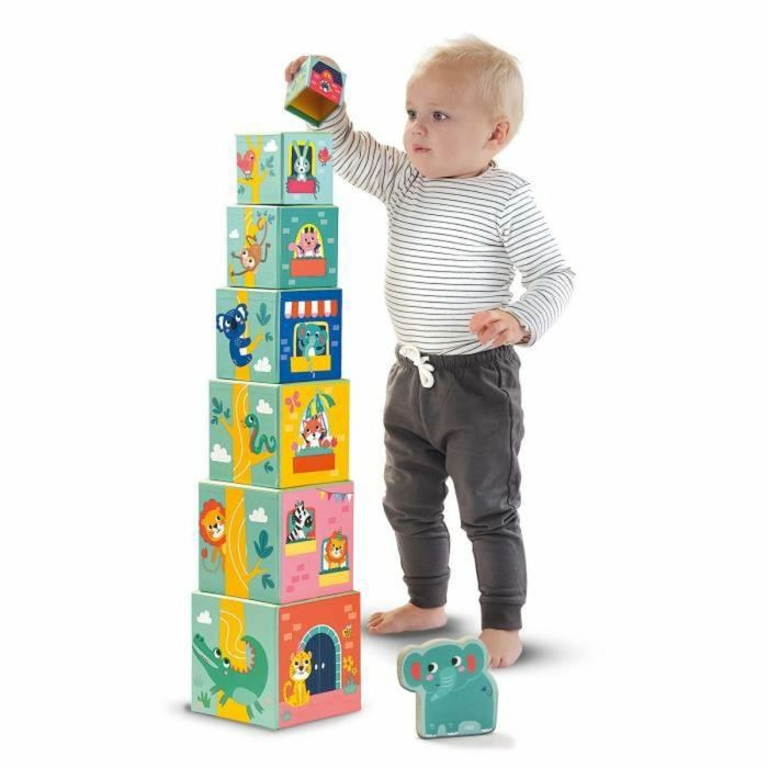 Playset SES Creative Block tower to stack with animal figurines 10 Piezas 2