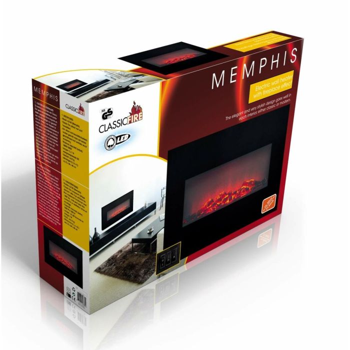 Chimenea Eléctrica Decorativa de Pared Classic Fire Memphis Negro 1800 W 66 x 13 x 46 cm 3