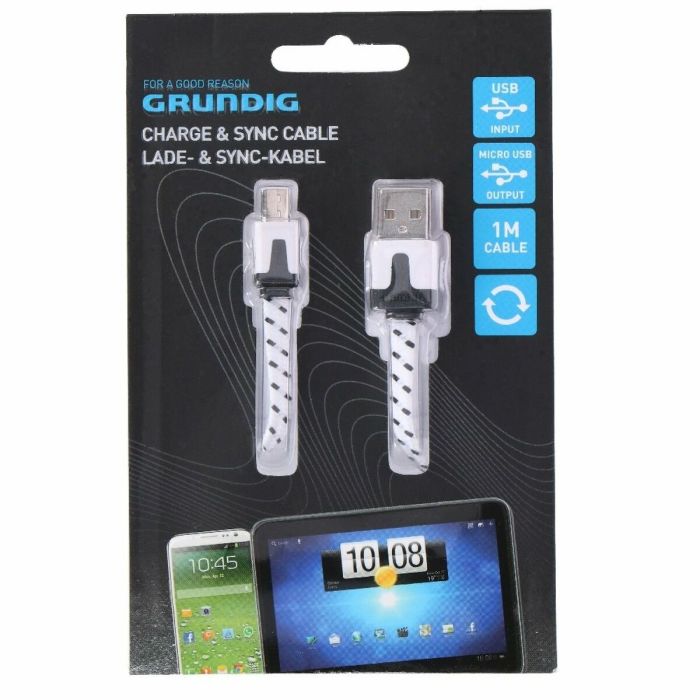 Cable Micro USB Grundig Blanco/Negro 1 m 1