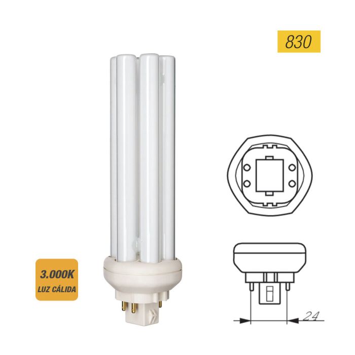 Bombilla fluorescente Philips MASTER PL-T 4 Pin Blanco B 42 W 3200 Lm (3000K) 2 Bombilla fluorescente Philips MASTER PL-T 4 Pin Blanco B 42 W 3200 Lm (3000K) 2