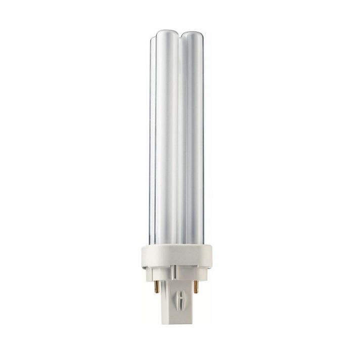 Bombilla bajo consumo 18w 2 pins g24d-2 830k luz calida 150x27mm. basics