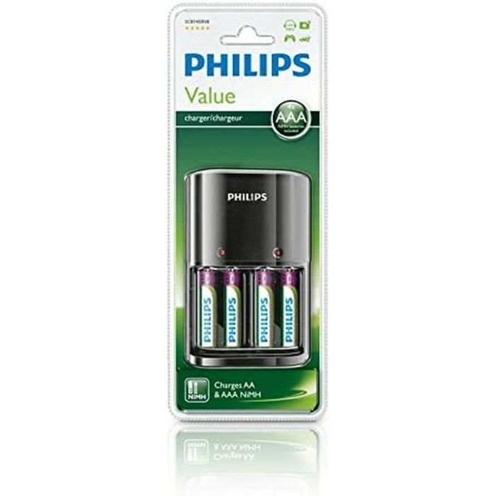 Cargador + Pilas Recargables Philips SCB1450NB/12 1 Cargador + Pilas Recargables Philips SCB1450NB/12 1