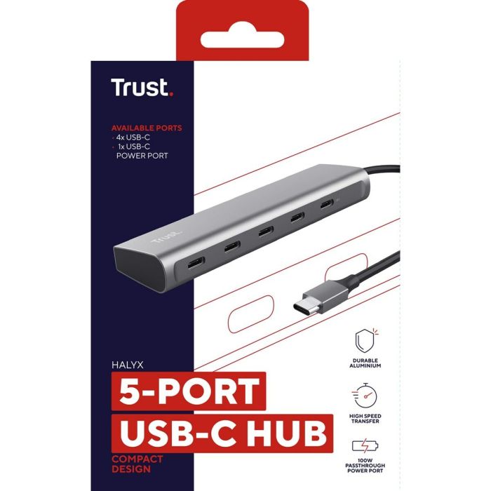 Hub USB Trust 25136 Plateado 10 cm (1 unidad) 4