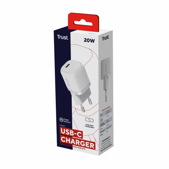 Cargador de Pared Trust 25205 Blanco (1 unidad) 1