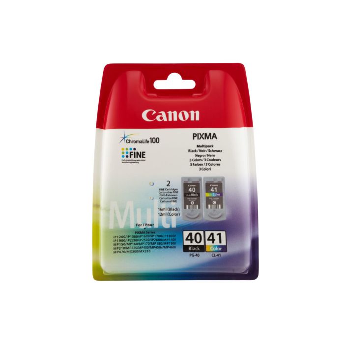 Canon Tinta Negro + Tricolor Pg 40 + Color Cl 41 Blister+Alarma Pack 4 Colores