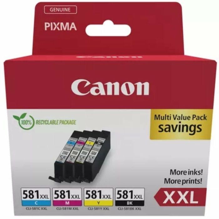 Canon Tinta Ecopack Bk - C - M - Y - Pixma Ts6251, Ts6350, Ts6351, Ts705, Ts8252, Ts8350, Ts8351, Ts8352, Ts9550, Ts9551- Cli581XXL