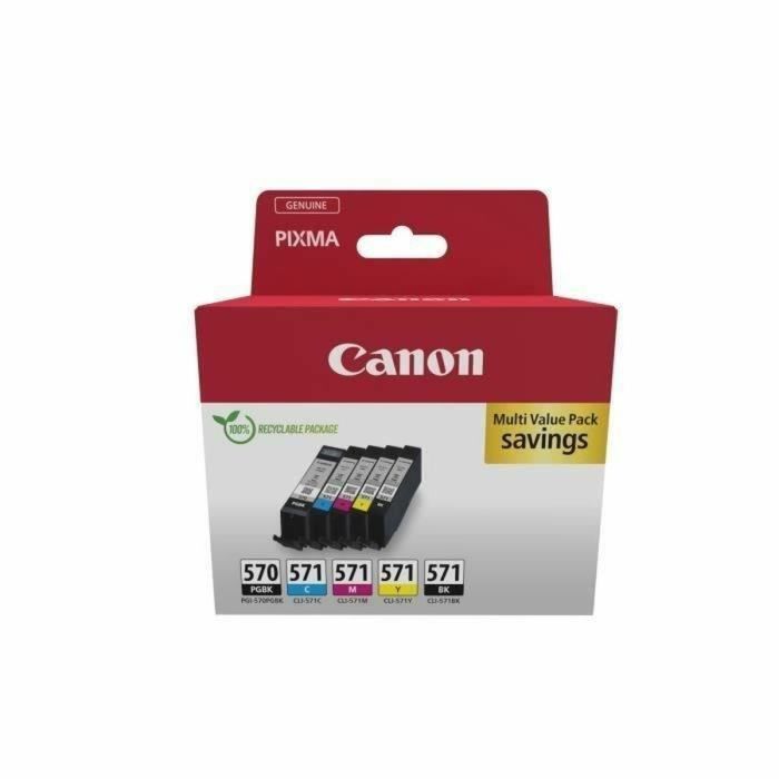 Canon Tinta Ecopack Pgbk - Bk - C - M - Y - Pixma Ts5051, Ts5053, Ts5055, Ts6050, Ts6051, Ts6052, Ts8051, Ts8052, Ts9050, Ts9055 - Pgi-570 - Cli-571