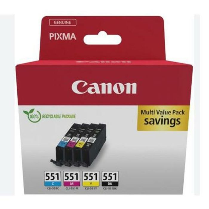 Canon Tinta Ecopack Bk - C - M - Y - Maxify Mg6650. Pixma Ip8750, Ix6850, Mg5550, Mg5650, Mg6650, Mg7550, Mx725. Pixus Mg7550 - Cli-551