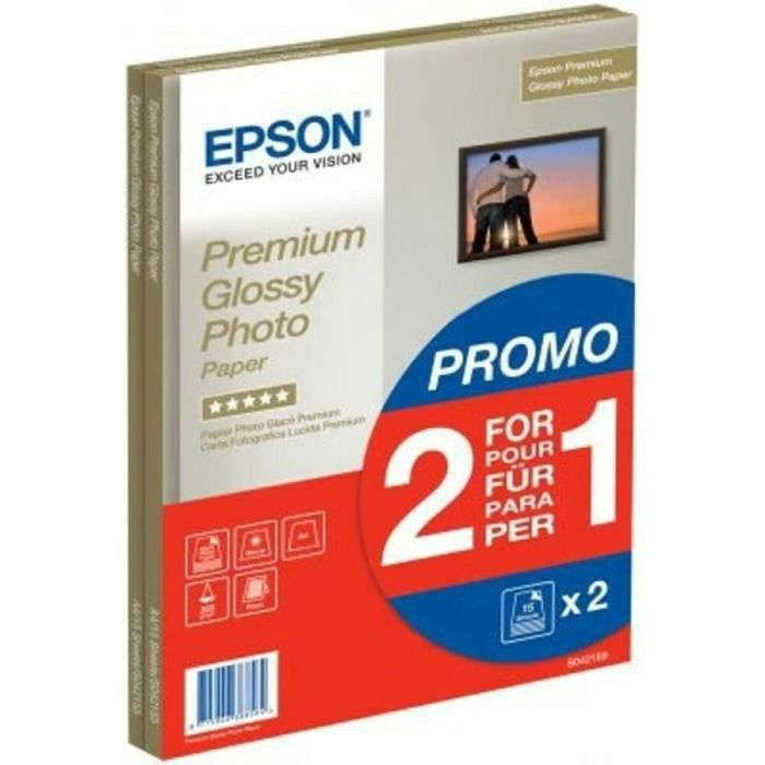 Epson Papel Premium Glossy Photo A4 255 gr Paquete 15H Promoción 2x1 Blanco Brillo