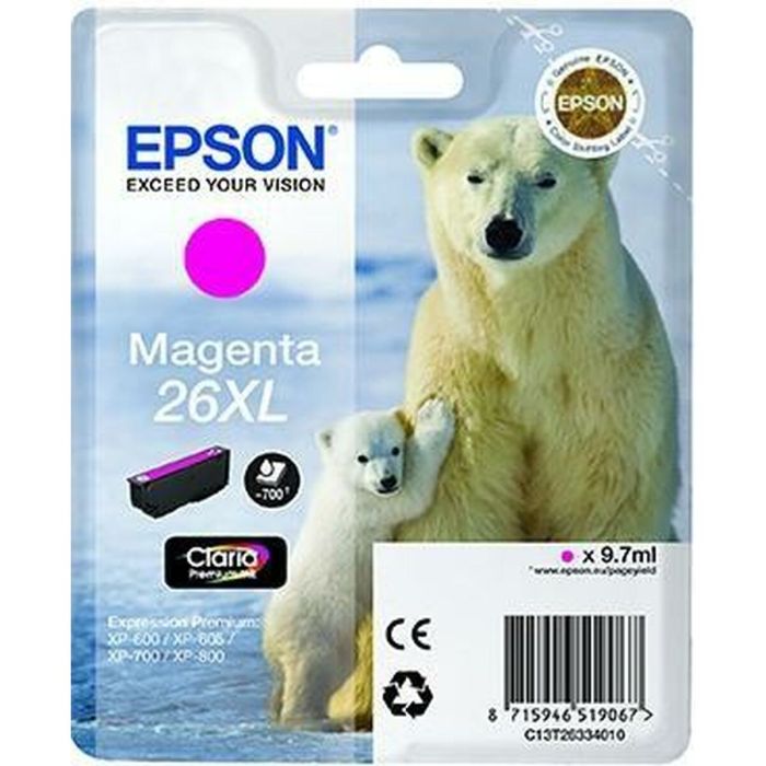 Epson Tinta Magenta Claria Premium Xp 510 520 600 605 610 615 620 625 700 710 720 800 810 820 - 26XL Alta Capacidad