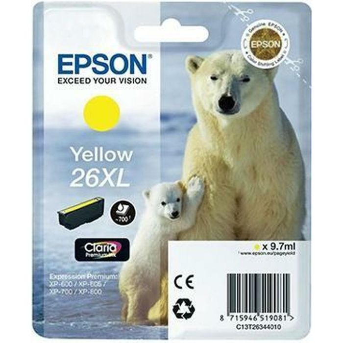 Epson tinta amarillo claria premium xp 510 520 600 605 610 615 620 625 700 710 720 800 810 820 - 26XL alta capacidad