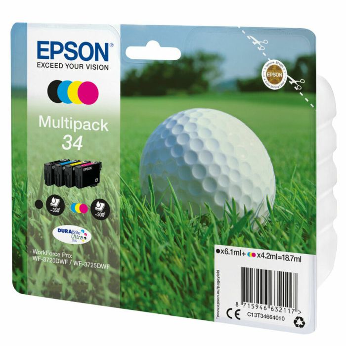 Epson Tinta Bk - C - M - Y Multipack 4-Colours 34 Durabrite Ultra Ink 6,1 mL Negro + 4,2 mL Cian + 4,2 mL Magenta + 4,2 mL Amarillo