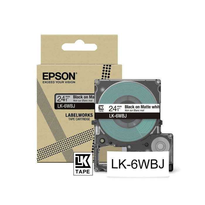 Epson cinta rotuladora laminada blanco y negro 24mmx8m - lk-6wbj