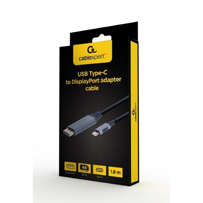 Cable USB-C a DisplayPort GEMBIRD CC-USB3C-DPF-01-6 Negro Gris 1,8 m 1