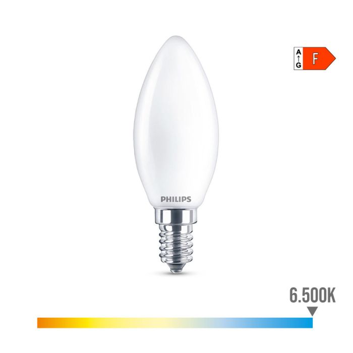 Bombilla LED Philips Vela Blanco F 40 W 4,3 W E14 470 lm 3,5 x 9,7 cm (6500 K) 3