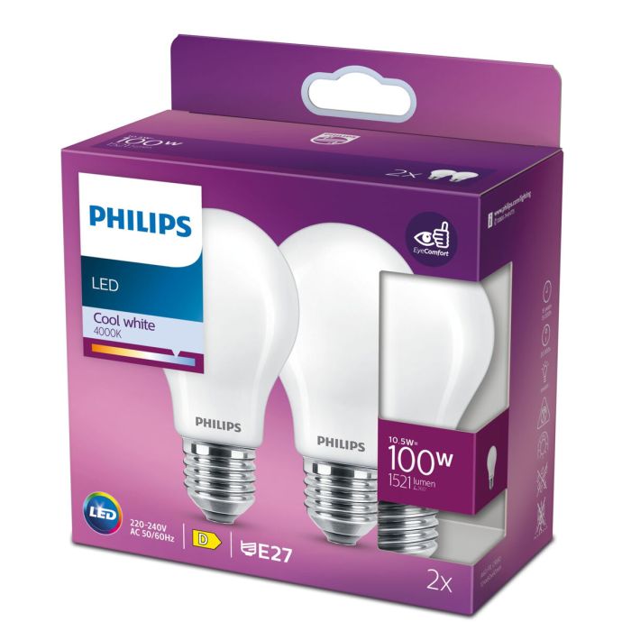 Bombilla LED Philips NL45-0800WT240E27-3PK 4000 K E27 Blanco D (2 Unidades) (Reacondicionado A+) 1