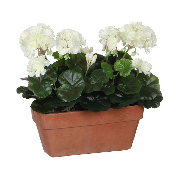 Geranio pvc blanco en jardinera para balcon 29x13x40cm