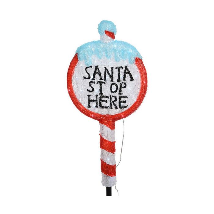 Figura señal stop santa con estaca para jardin 93cm Figura señal stop santa con estaca para jardin 93cm