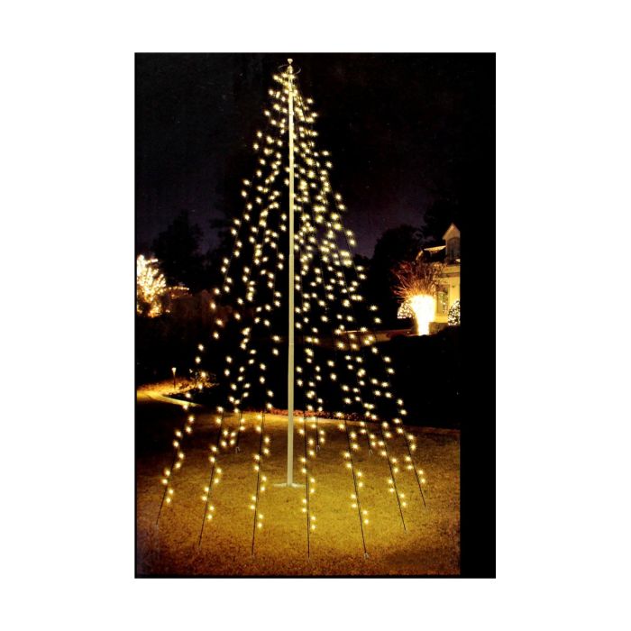 Cortina exterior 360 LEDs blanco cálido para árboles, 8m de alto, 10 filas x 36 LEDs, IP44