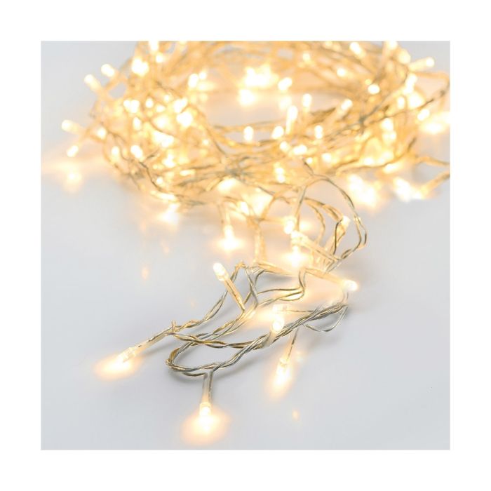 Guirnalda a pilas multifuncion 96 leds cable transparente luz blanco calido 7,5m