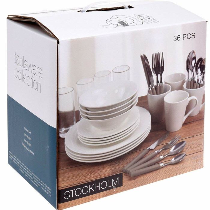 Set de Vajilla Excellent Houseware Stockholm Porcelana Blanco 36 Piezas 4