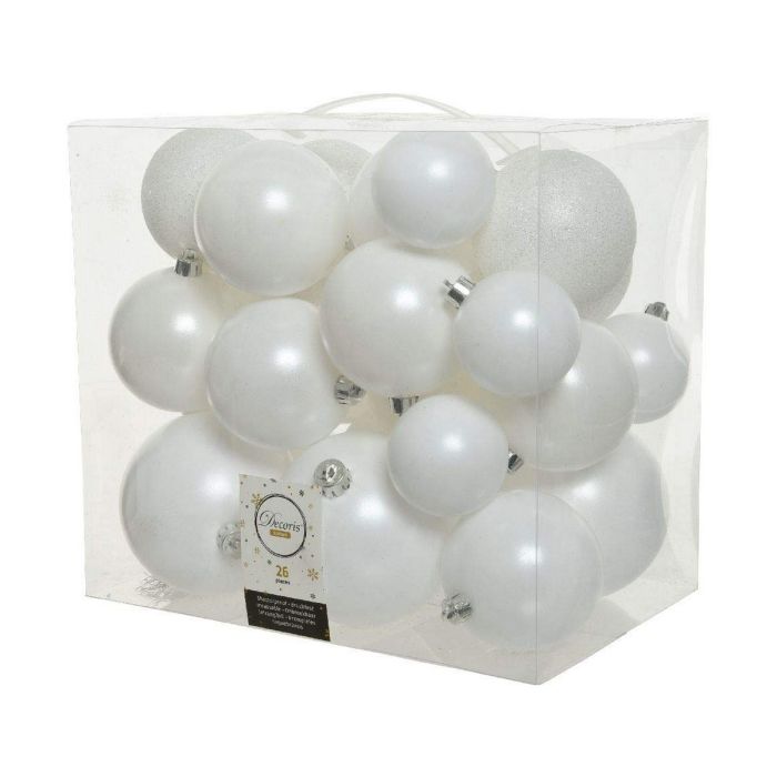Caja de 26 bolas blancas varios tamaños ø6cm/ø8cm/ø10cm
