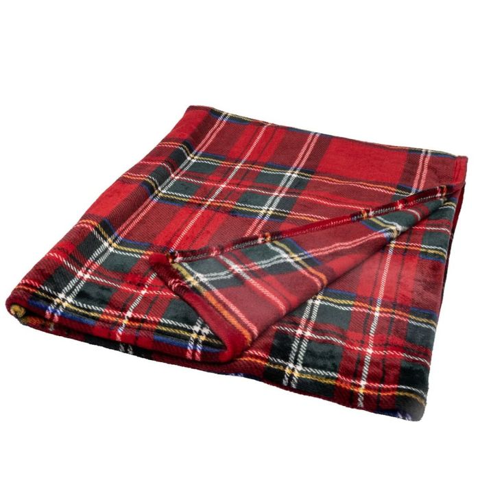 Manta de Franela Home Textiles Rojo Cuadros escoceses 150 x 200 cm 4