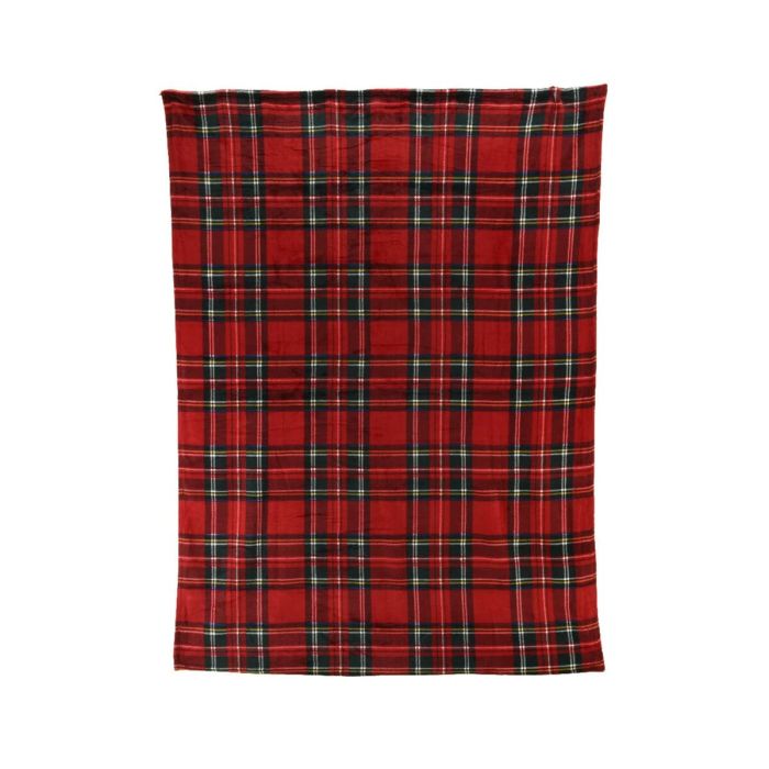 Manta de Franela Home Textiles Rojo Cuadros escoceses 150 x 200 cm 3