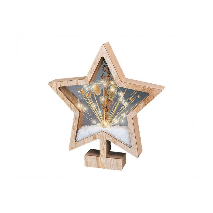 Estrella de madera con microleds 4x26x28cm 25 leds