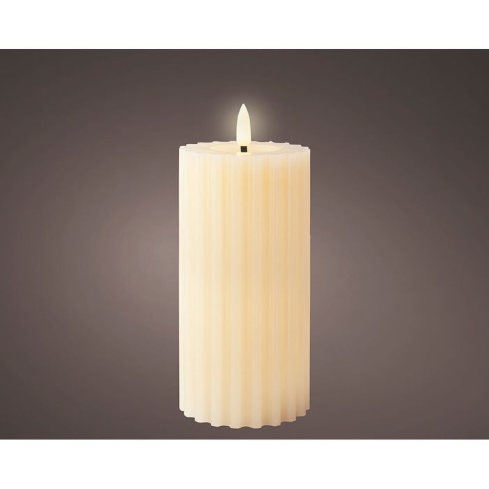 Vela LED Lumineo Crema Ø 7,5 x 17,3 cm Con relieve (AAA) 1 Vela LED Lumineo Crema Ø 7,5 x 17,3 cm Con relieve (AAA) 1