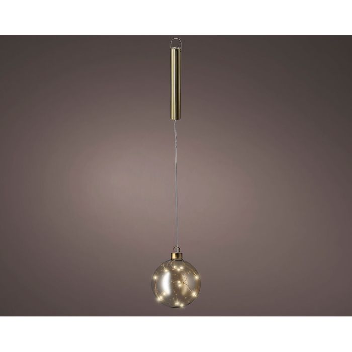 Bola de Navidad Lumineo Dorado Cristal Ø 10 cm Para colgar MicroLED 1