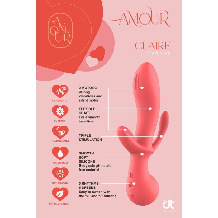 Vibrador clásico Dream Toys Amour Triple Pleasure Rosa 4