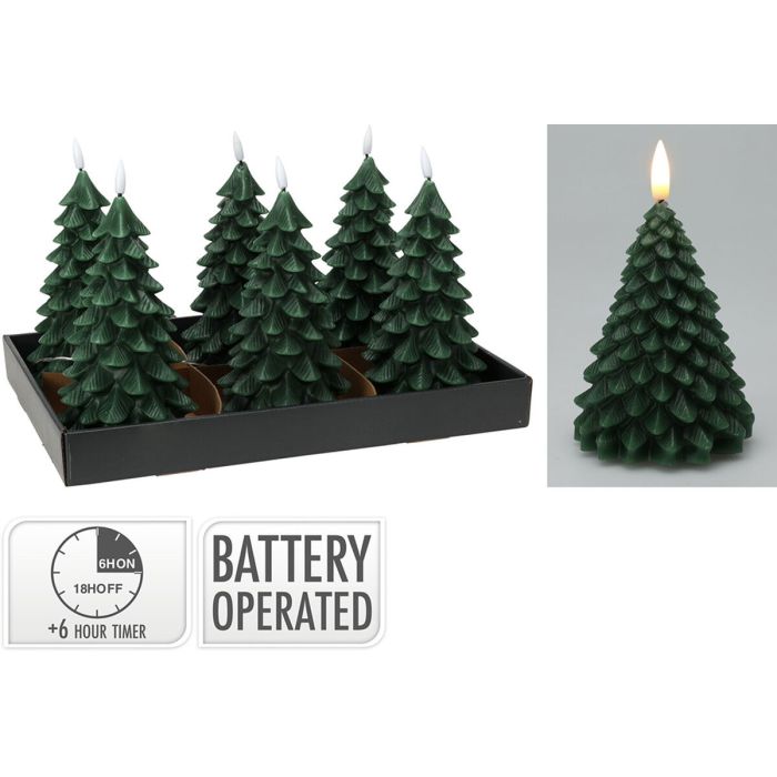 Vela LED Lifetime Verde oscuro Árbol de Navidad 19 cm Efecto llama 1