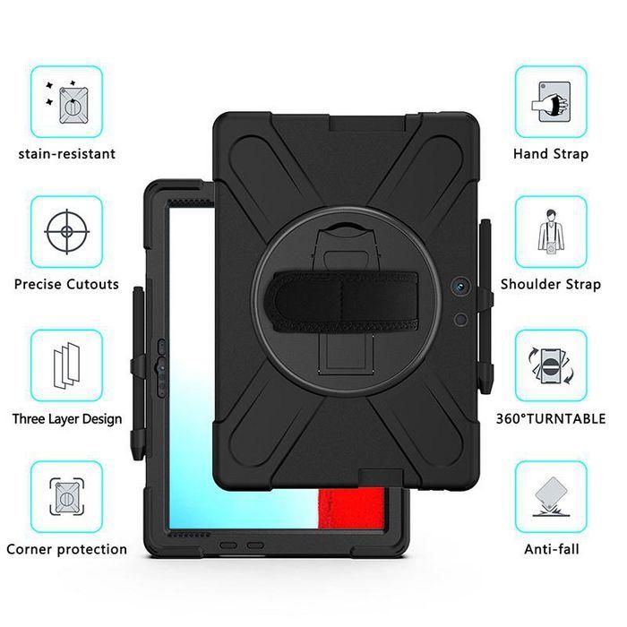 eSTUFF Funda Austin Defender para Microsoft Surface Pro X, Antigolpes con Correa y Soporte 360°, Color Negra 4