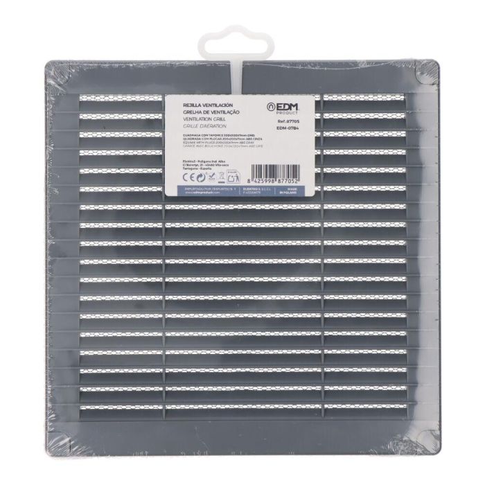 Rejilla de ventilación EDM 87705 Gris 20 x 20 x 0,7 cm Mosquitera 2