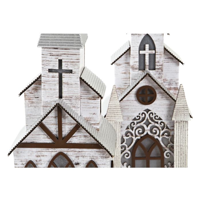 DKD Home Decor Casa Navidad Tradicional Tipo Iglesia Iluminada LED con Pilas LR44, Marrón Verde MDF, 33 cm Alto, 11x12.5 cm Base, Pack 2 Unidades 2 DKD Home Decor Casa Navidad Tradicional Tipo Iglesia Iluminada LED con Pilas LR44, Marrón Verde MDF, 33 cm Alto, 11x12.5 cm Base, Pack 2 Unidades 2
