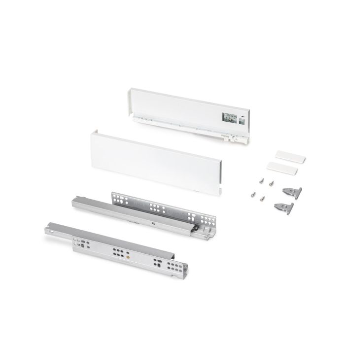 Emuca Cajón exterior Protone 30kg con guías de extracción total y cierre suave, Altura 93mm, profundidad 350mm, Acero, Pintado blanco