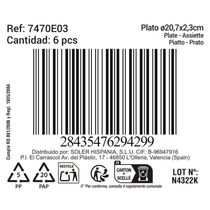 La Mediterranea Plato Black Clay Ø20.7 x 2.3 cm (12 Unidades) 2