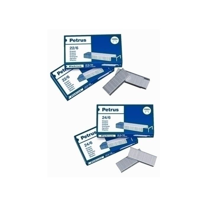 Petrus Grapas nº 22/6 galvanizadas, para encuadernadora, alambre de alta calidad, caja de 1000 unidades