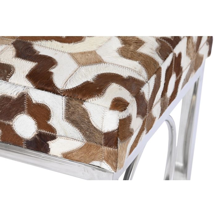 DKD Home Decor Descalzadora Blanco Marron Claro Piel Acero Rombos 41 x 44 x 122 cm 2