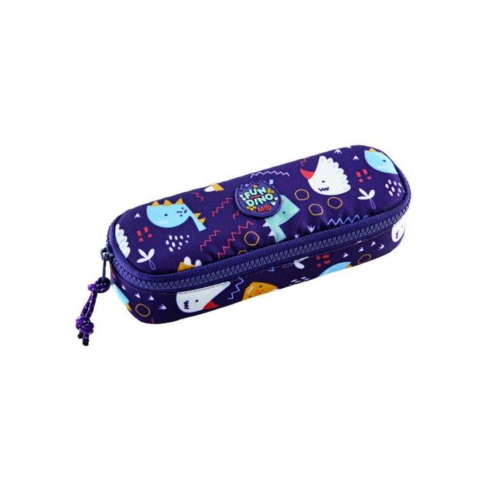 Miquelrius MR19249 Portatodo Ovalado Reciclado Fun Dino con Doble Cierre 205x45x60mm RPET Ecológico