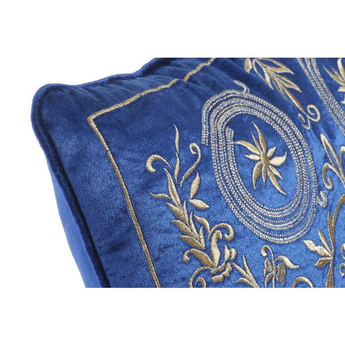 DKD Home Decor Cojín Neoclásico Azul Dorado Terciopelo 45x45 cm Cremallera Oculta, Lavable a Máquina 1 DKD Home Decor Cojín Neoclásico Azul Dorado Terciopelo 45x45 cm Cremallera Oculta, Lavable a Máquina 1