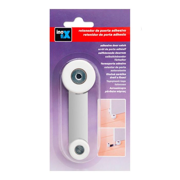 Inofix Tope retenedor giratorio metálico blanco para puertas de interior, caucho + inoxidable 1 Inofix Tope retenedor giratorio metálico blanco para puertas de interior, caucho + inoxidable 1