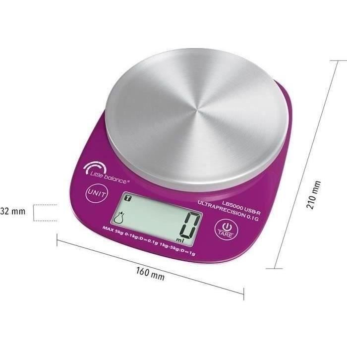 Little Balance LIT3760240784654 Báscula de Cocina Digital LB 5000 Pro Acero Inoxidable Ultraprecisión USB Reparable 1