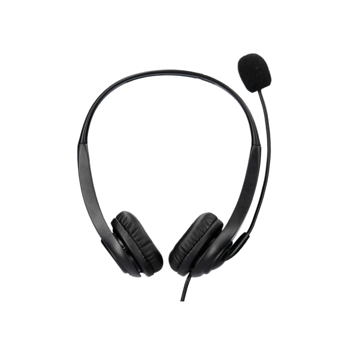 Q-connect Auricular Binaural Diadema con Micrófono USB y Control de Volumen, Cable 2m, Color Negro 2
