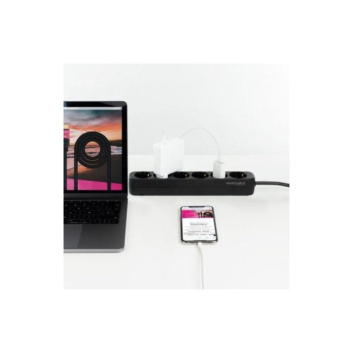 Nano Cable 10.37.0006-NS-BK Regleta de 6 Tomas de Corriente con Protección Infantil, Cable 1.4m, Negra 3 Nano Cable 10.37.0006-NS-BK Regleta de 6 Tomas de Corriente con Protección Infantil, Cable 1.4m, Negra 3